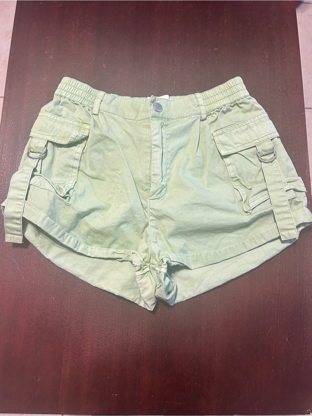 BDG Light Mint Cargo Shorts with D-Ring Details